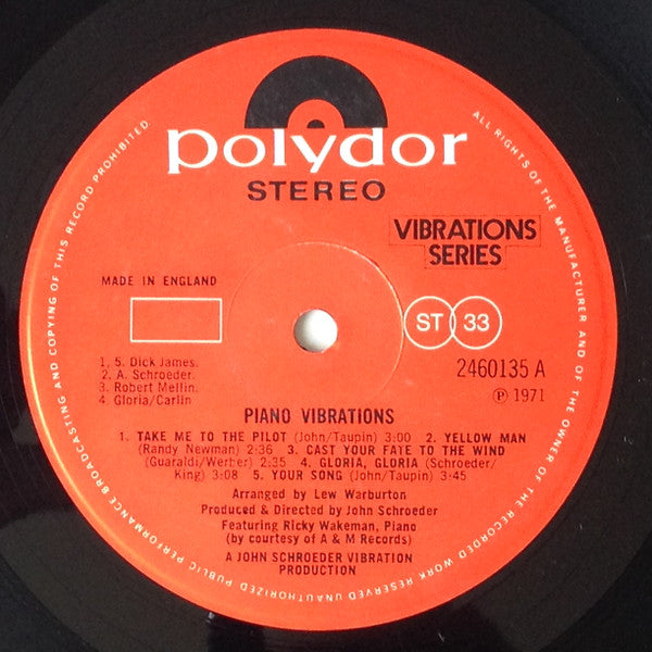 John Schroeder : Piano Vibrations (LP, Album)