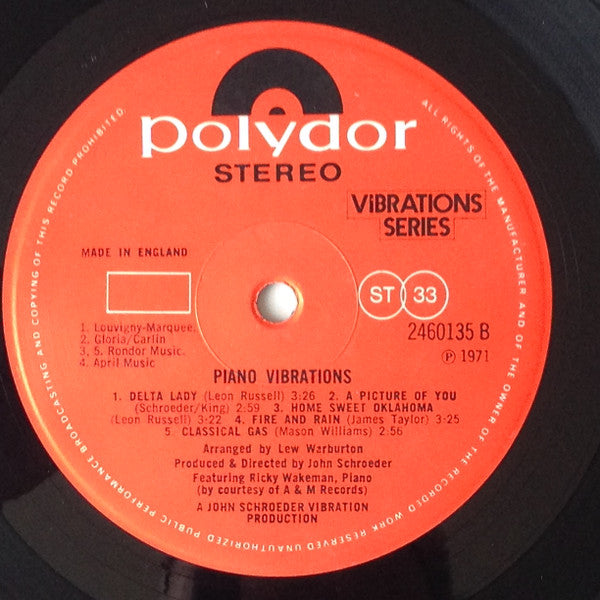 John Schroeder : Piano Vibrations (LP, Album)