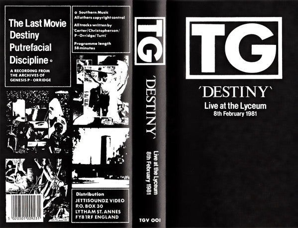 Throbbing Gristle : Destiny (Live At The Lyceum 8th February 1981) (VHS, E60)