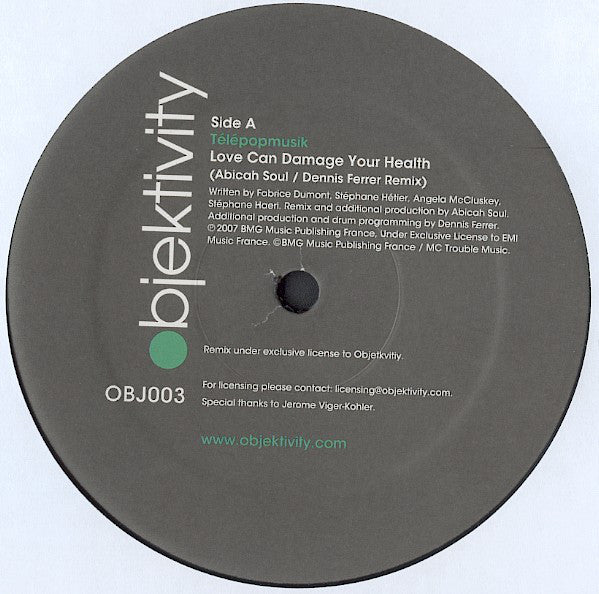Télépopmusik : Love Can Damage Your Health (Abicah Soul / Dennis Ferrer Remix) (12", S/Sided)