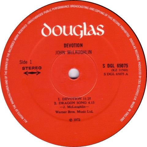 John McLaughlin : Devotion (LP, Album, Gat)