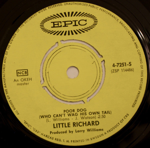 Little Richard : Poor Dog (Who Can't Wag His Own Tail) (7", Single)
