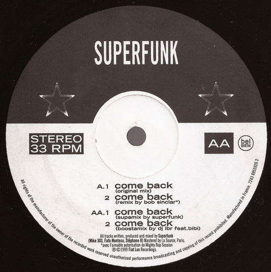 Superfunk : Come Back (12", Par)