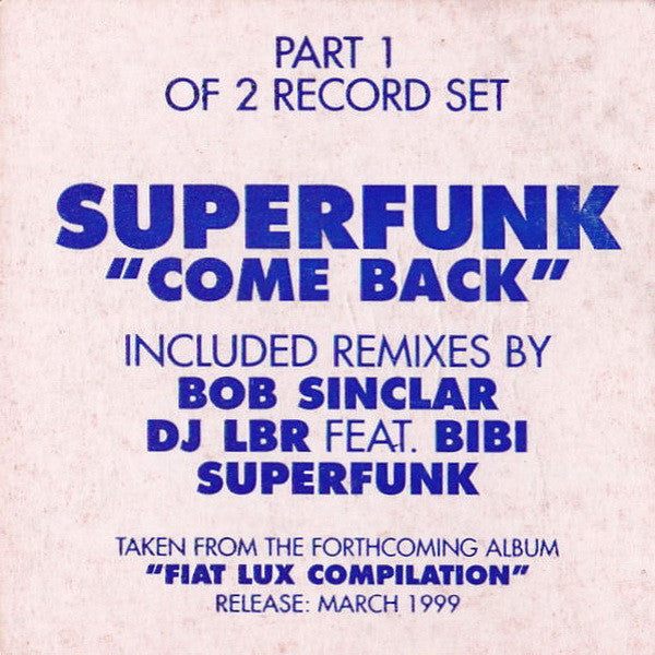 Superfunk : Come Back (12", Par)