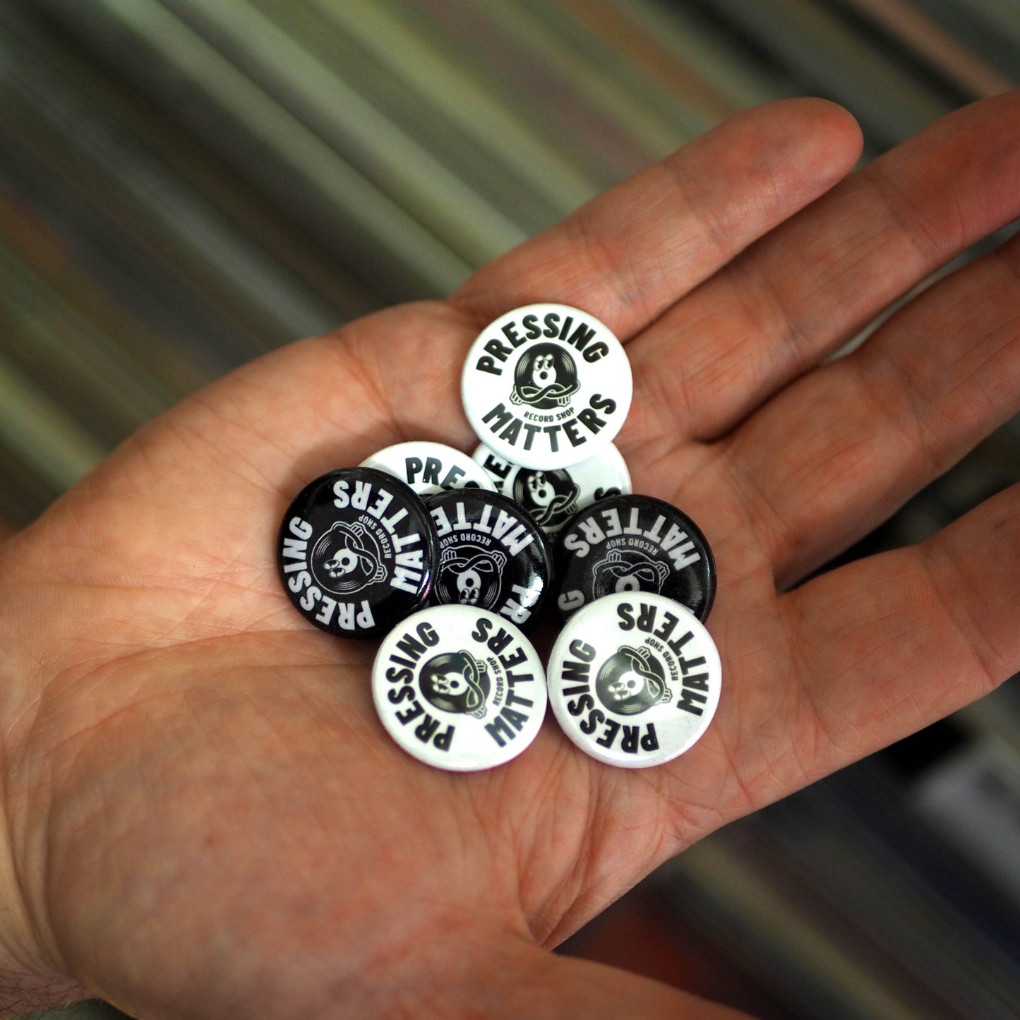 Pressing Matters Button Badge - Black/White