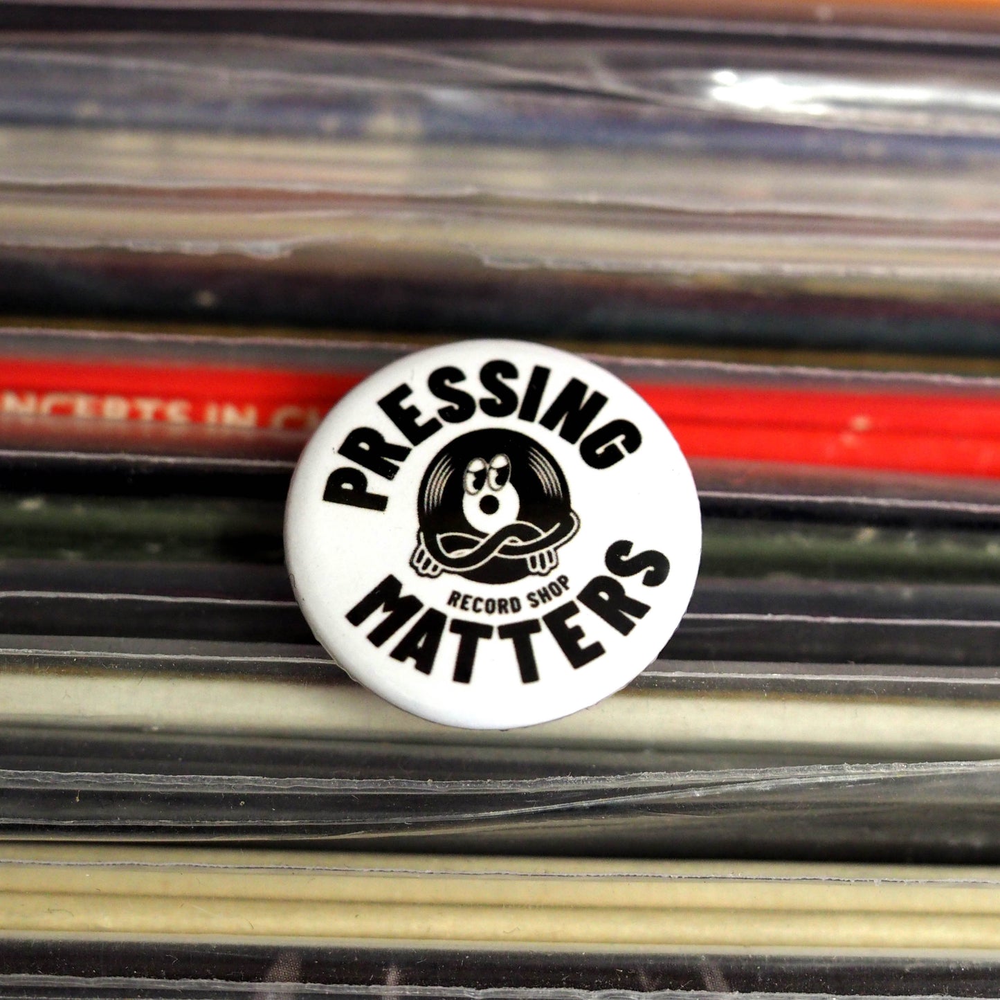 Pressing Matters Button Badge - Black/White
