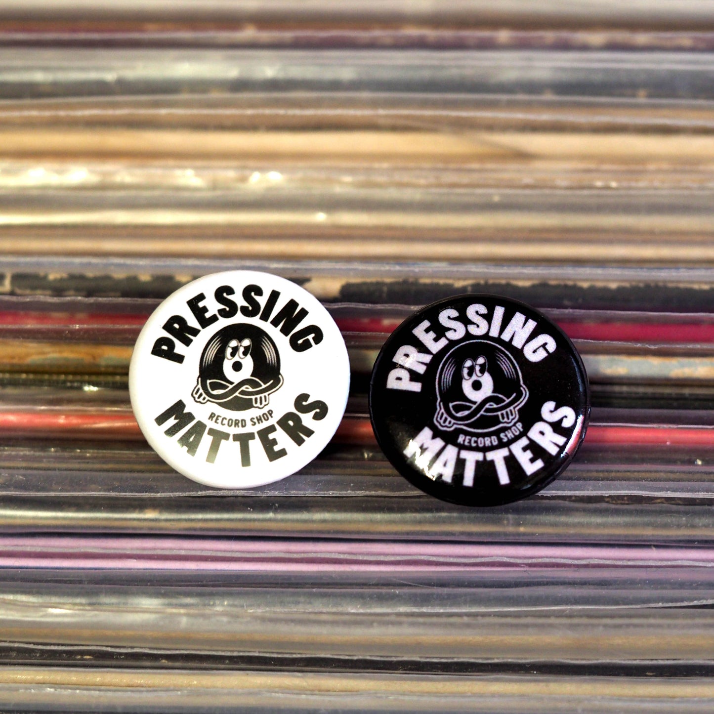 Pressing Matters Button Badge - Black/White